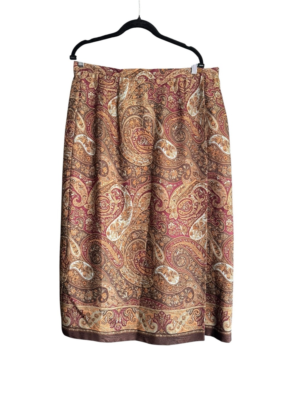 Talbots 100% Silk Paisley Midi Skirt Size 16 Boho Cottagecore Vintage Chic